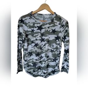 Chaser Camo Star Long Sleeve Shirt Small Green Gray